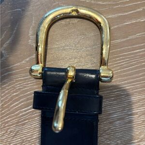 Donna Katz Elegant Gold Buckle Navy Women's Leather Belt